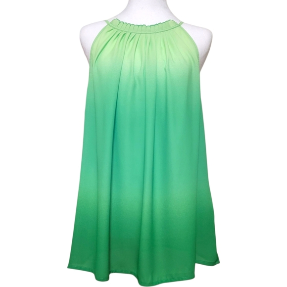New York & Co 7th Ave Design Studio Green Ombre Halter Top, XL, Pre-owned - Picture 1 of 10